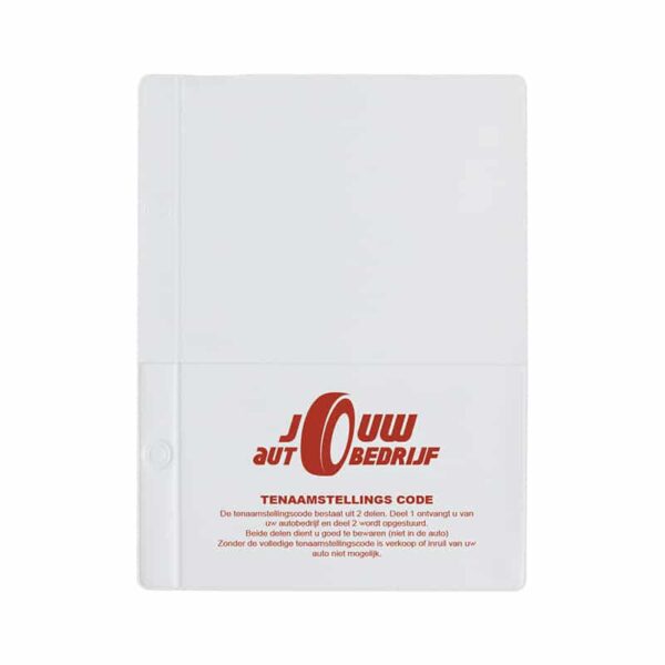 Tenaamstellingscode mapje A6 met jouw eigen logo! | Pelster Automotive