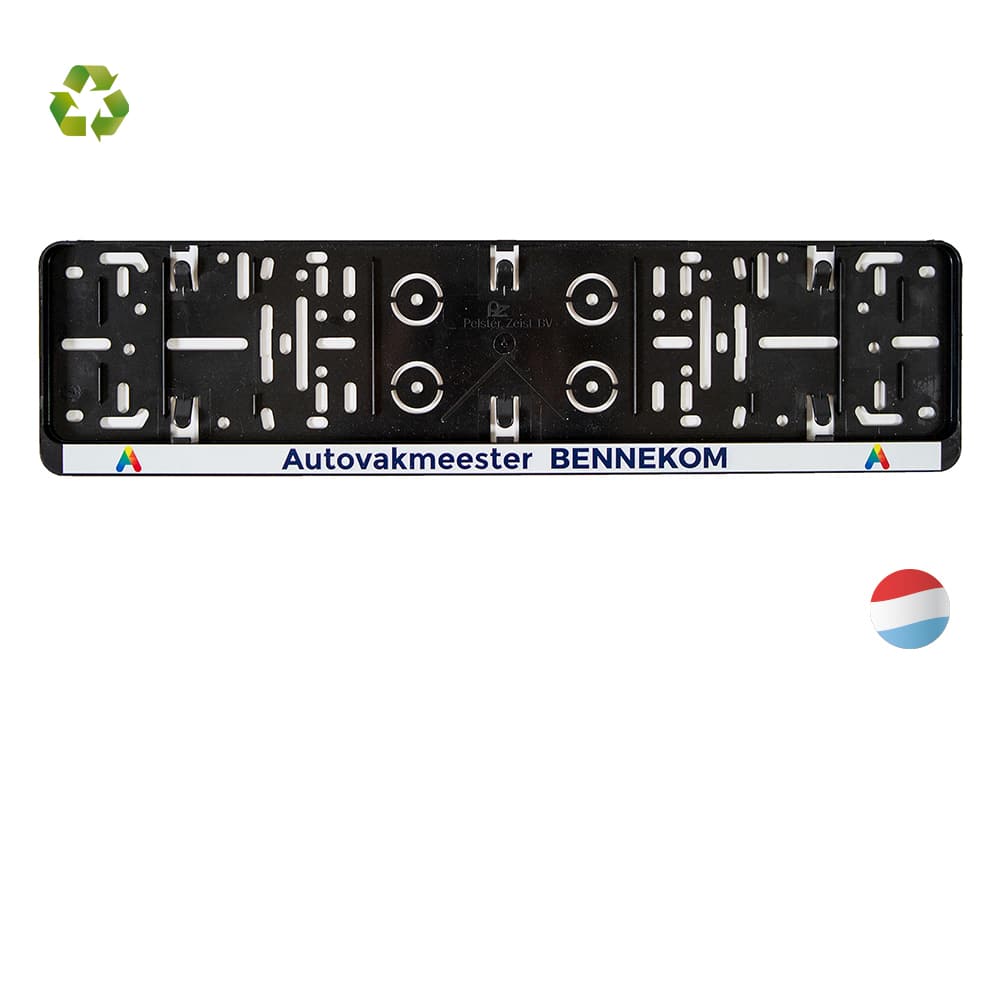 Kentekenplaathouder Serie 1 met full-color tekstrand l Pelster Automotive