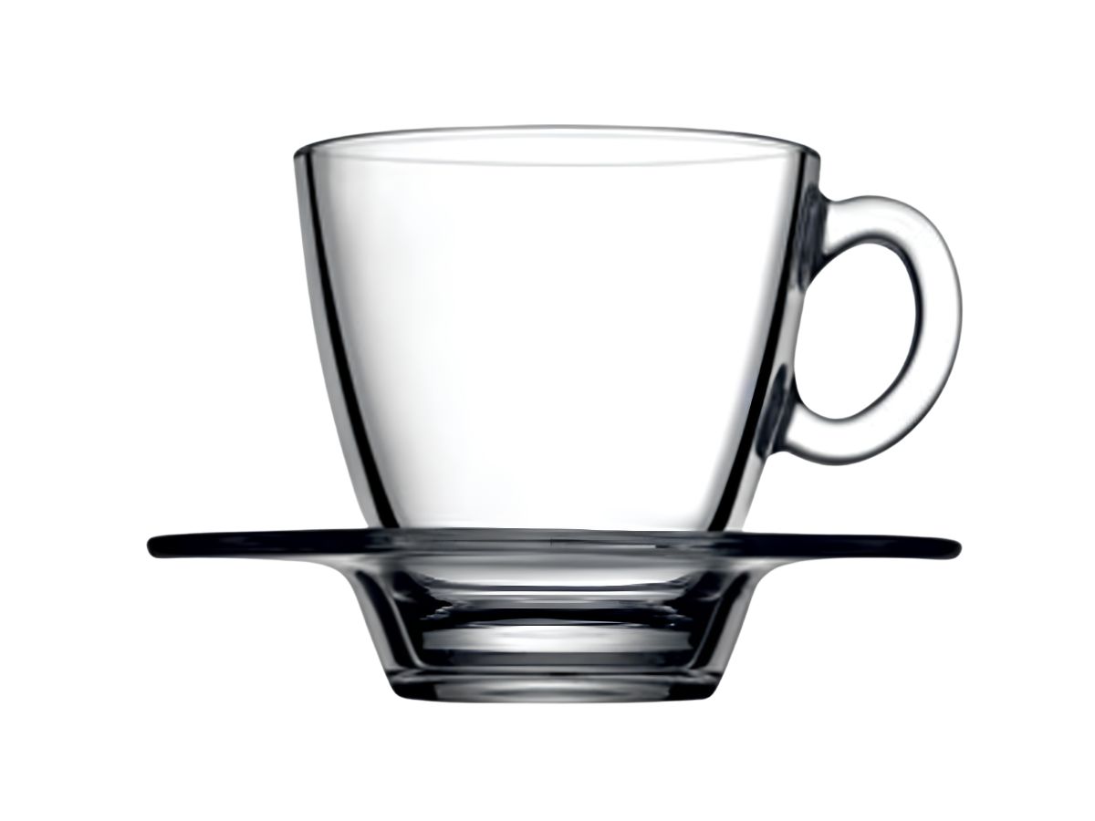 Aqua - Theeglas + Schotel